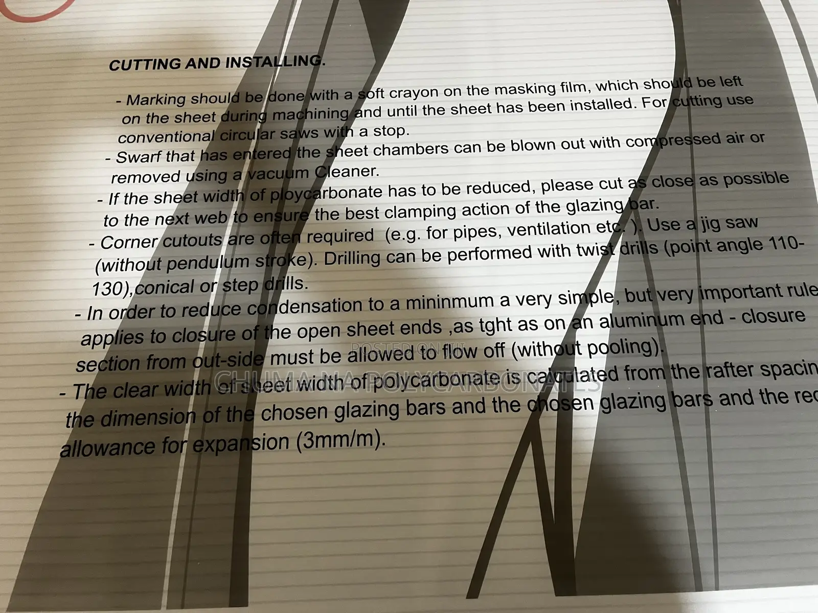 Polycarbonate Hollow 8 Sheets