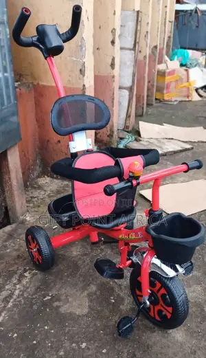 Kids Push Handle Tricycle Red in Color