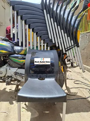 Strong Plastic Chair With Metal Tubing Legs