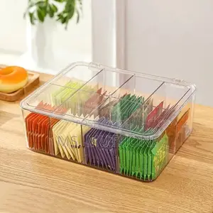 Acrylic Tea Bag Organizer With Cover Compartment Divider Bo
