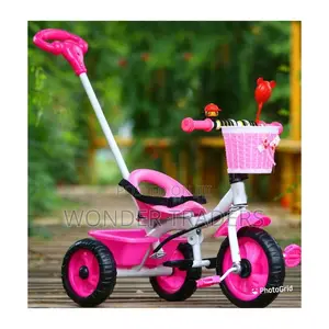 3 Wheels Kids Pushable Tricyce With Removable Push Handle
