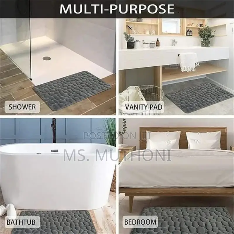 Cobblestone Embossed Velvet Bathroom Mats