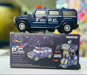 New Design 3D Light Music Police Car Transform Toys Truck