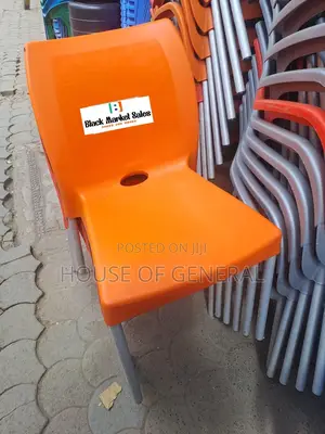 Armless Plastic Chair With Metal Tubing Legs