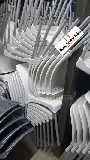 Armless Plastic Chair With Metal Legs