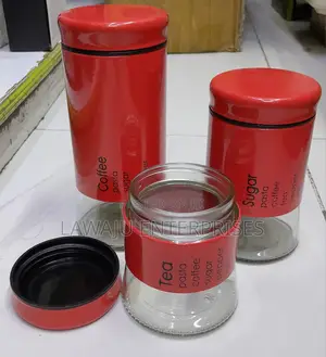 3pcs Red Glass Canisters
