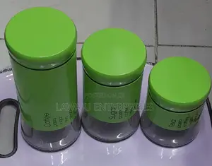 3pcs Green Glass Canisters