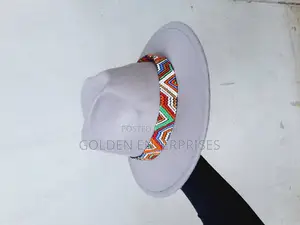 Grey Wide Brim Beaded Fedora Hat
