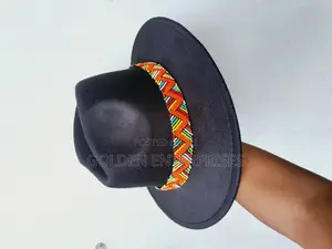 Black Wide Brim Beaded Fedora Hat