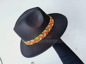 Black Wide Brim Beaded Fedora Hat