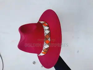 Maroon Wide Brim Beaded Fedora Hat