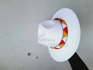 White Wide Brim Beaded Fedora Hat