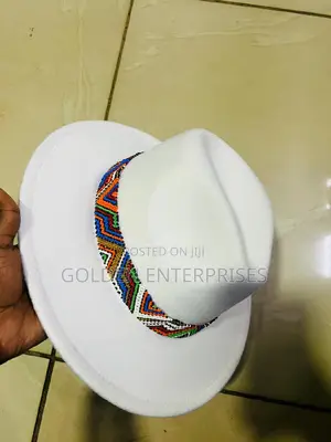 White Wide Brim Beaded Fedora Hat
