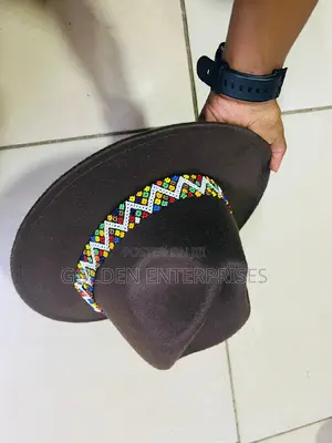 Black Wide Brim Beaded Fedora Hat
