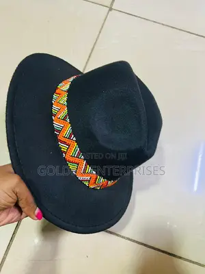 Black Wide Brim Beaded Fedora Hat