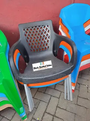 Black Plastic Chair With Metal Tubing Legs