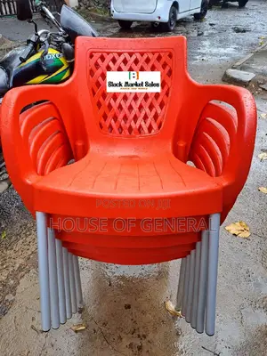 RED Strong Plastic Chair With Metal Legs