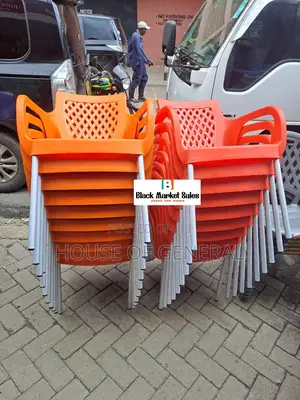 Orange and Red Strong Plastic Chair With Metal Legs