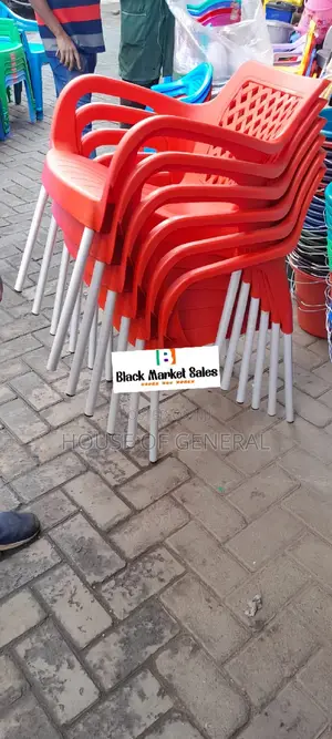 Strong Plastic Chair With Metal Tubing Legs