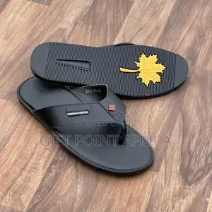 Black Leather Sandals for Men