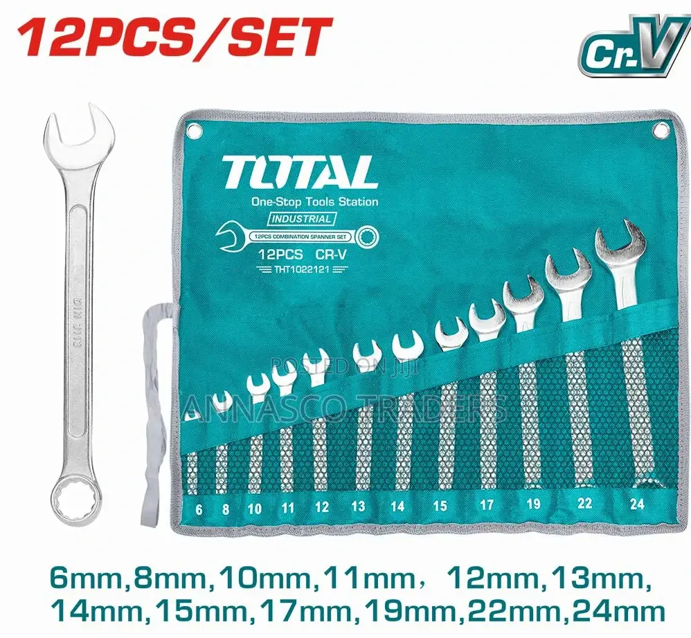 TOTAL 12pcs Combination Spanner Set Size:6-24mm