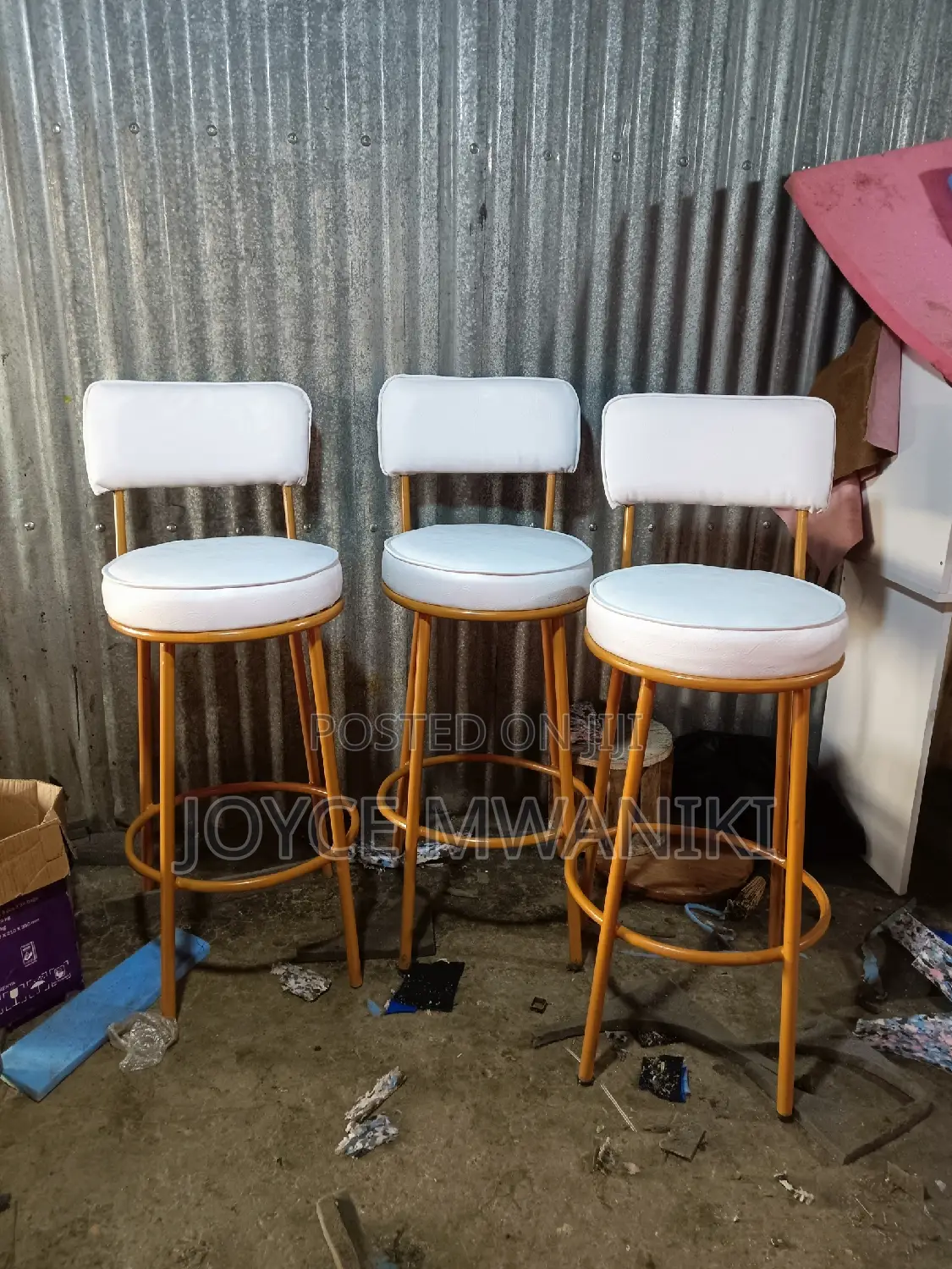 Counter Stools or Bar Stools, White and Gold.