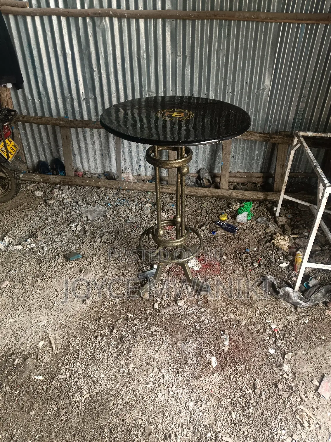 Restaurant Marble Table Round, Black With Logo Powder Coated