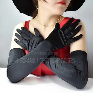 Black Long Satin Gloves