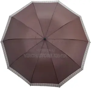 Foldable Umbrella Checked End Pocket Umbrella - Light Brown