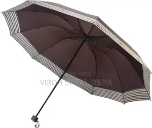 Foldable Umbrella Checked End Pocket Umbrella - Light Brown