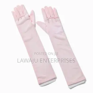Long Pink Opera Satin Gloves