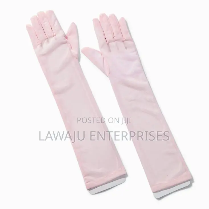Long Pink Opera Satin Gloves