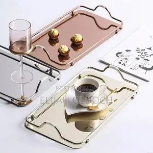 Nordic Style Decorative Tray With Gold Handles