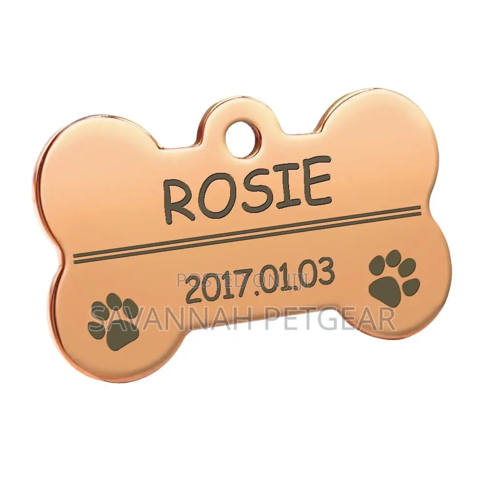 Personalized Pet ID Name Tag - Rose Bone (Free Engraving)