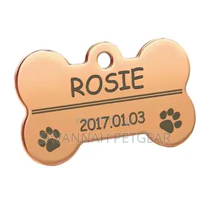 Personalized Pet ID Name Tag - Rose Bone (Free Engraving)