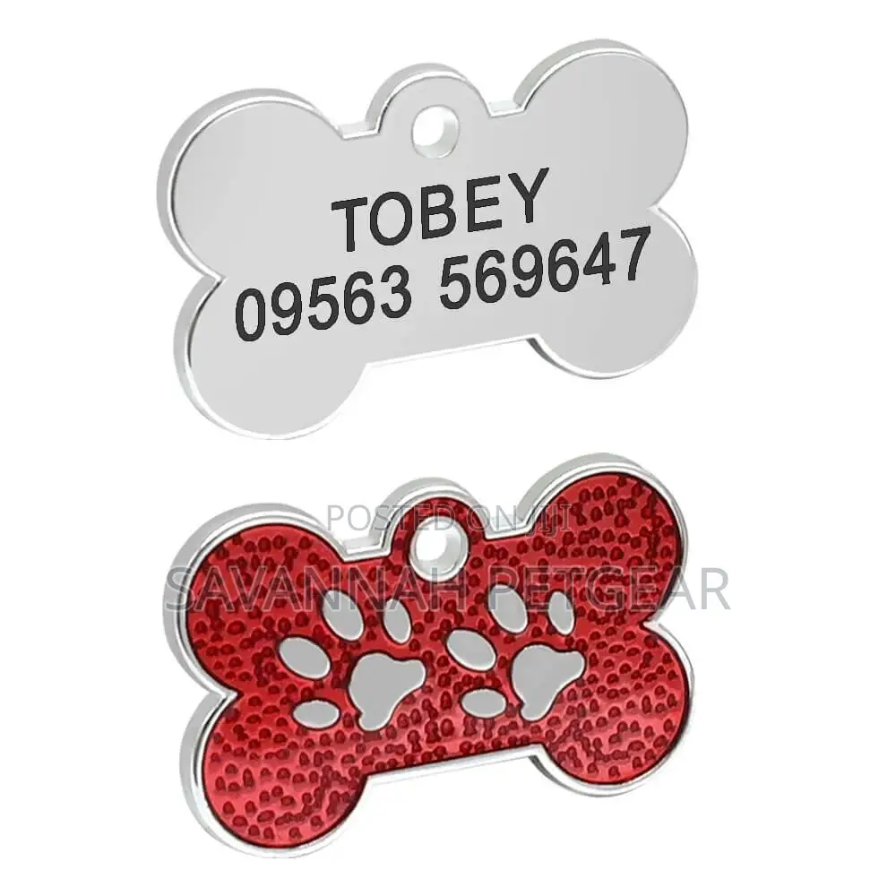 Personalized Pet ID Name Tag - Red Bone (Free Engraving)