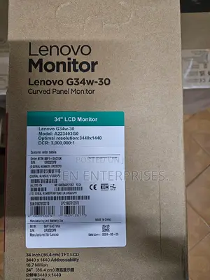 Lenovo G34w Curved Monitor 34". G34w Lenovo