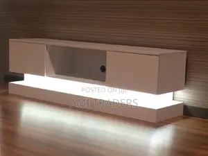 6ft White Tv Stand +LED
