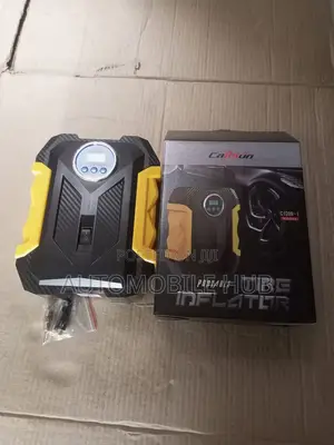 Universal All Car Tire Inflator Portable Black Yellow