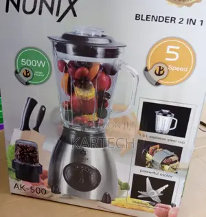 Nunix 500W Blender 2 In1 With Glass Jar - AK500 - 5 Speed