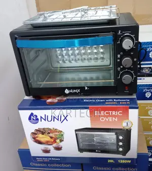 Nunix 20L Electric Oven With Grill (3 Knobs) With Rotisserie