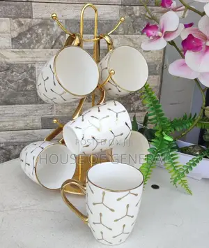 *Offer!!Classy Mugs With Gold DecoComes as a Set of 6