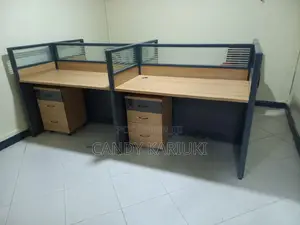 Spacious Brown 4 Way Workstation