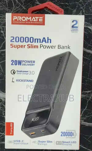 Promate 20000mah Super-Slim Power Bank New Sealed