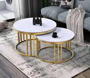 PURE MARBLE Nesting Table With *Golden Stands