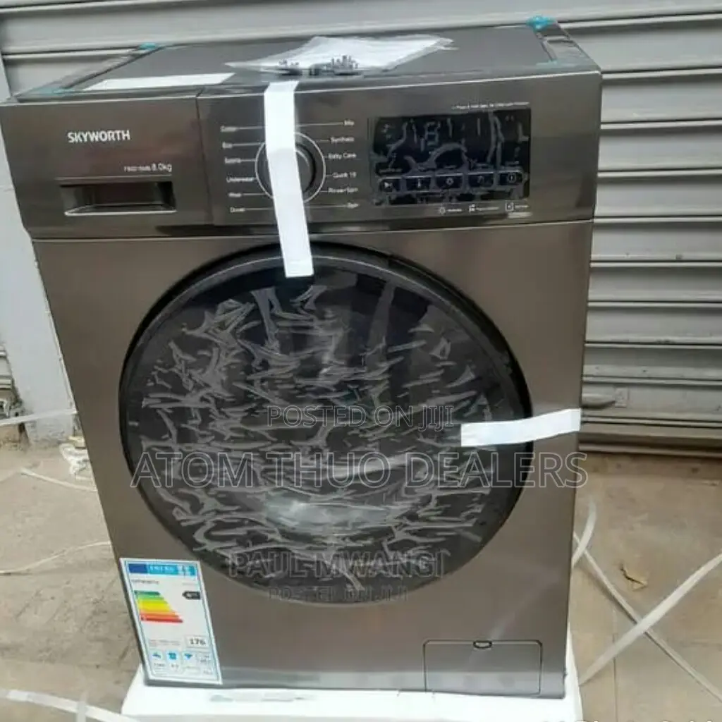 Grey 8kgs Skyworth Front Load Washing Machine.