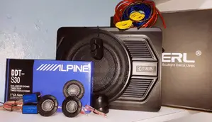 Kuerl 600 Watts Underseat Subwoofer + Alpine Dome Tweeters