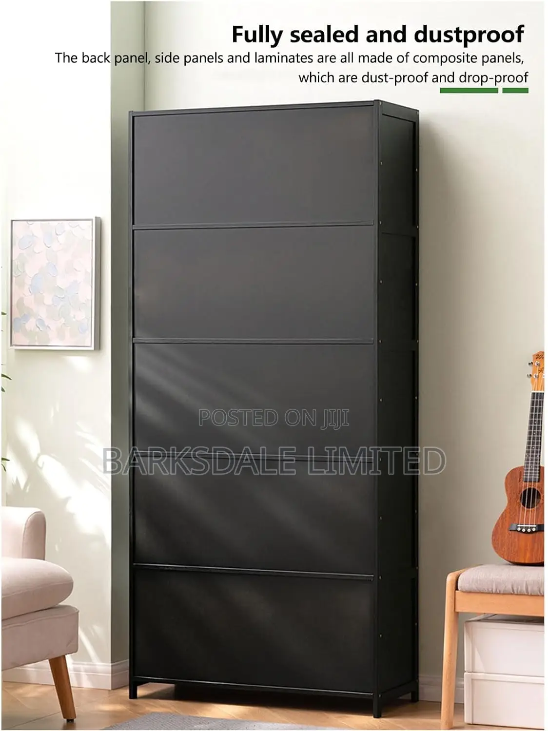 Black Shoe Cabinet Compact Portable Storage Stand Organizer