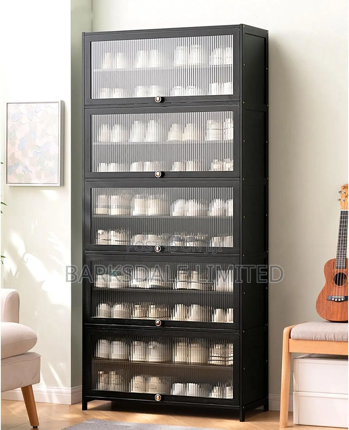 Black Shoe Cabinet Compact Portable Storage Stand Organizer