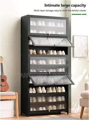Black Shoe Cabinet Compact Portable Storage Stand Organizer